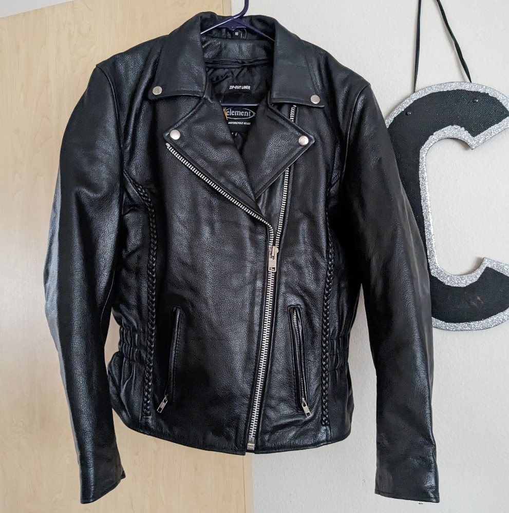 XElement Black Leather Motorcyle Jacket New with Tags Women's Medium